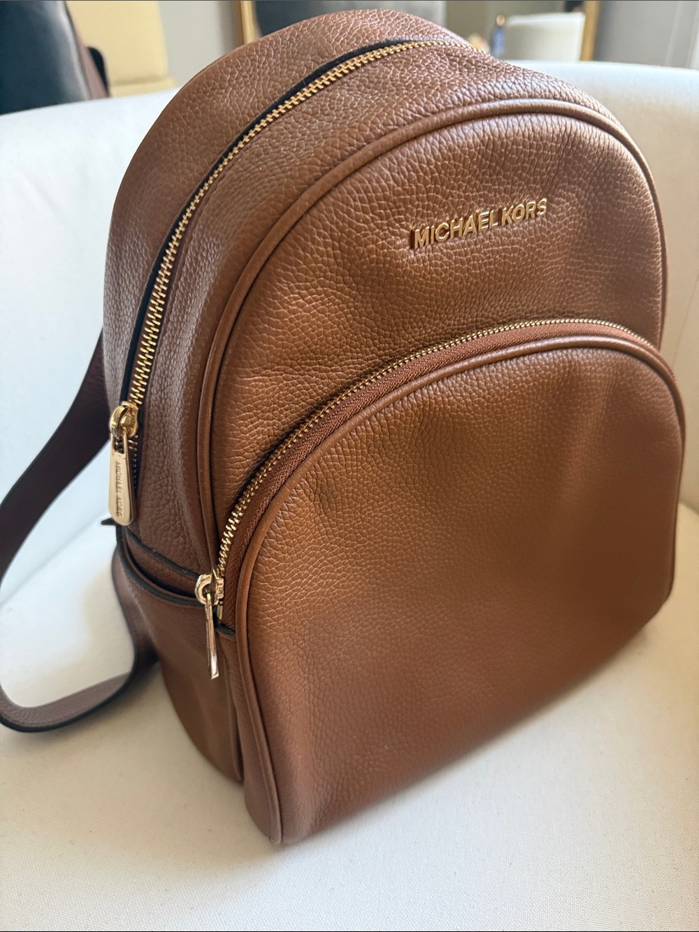 Michael Kors Brown Pebbled Leather Mini Backpack with Gold Hardware - Picture 3 of 4
